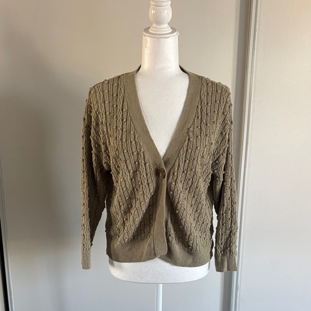 Vince Camuto Textured Knit Cardigan - Brown